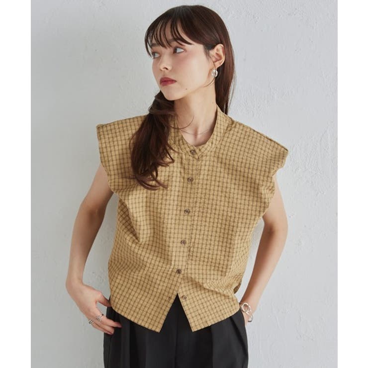 ベージュケイ | パフショルダーコンパクトチェックシャツ | RANAN