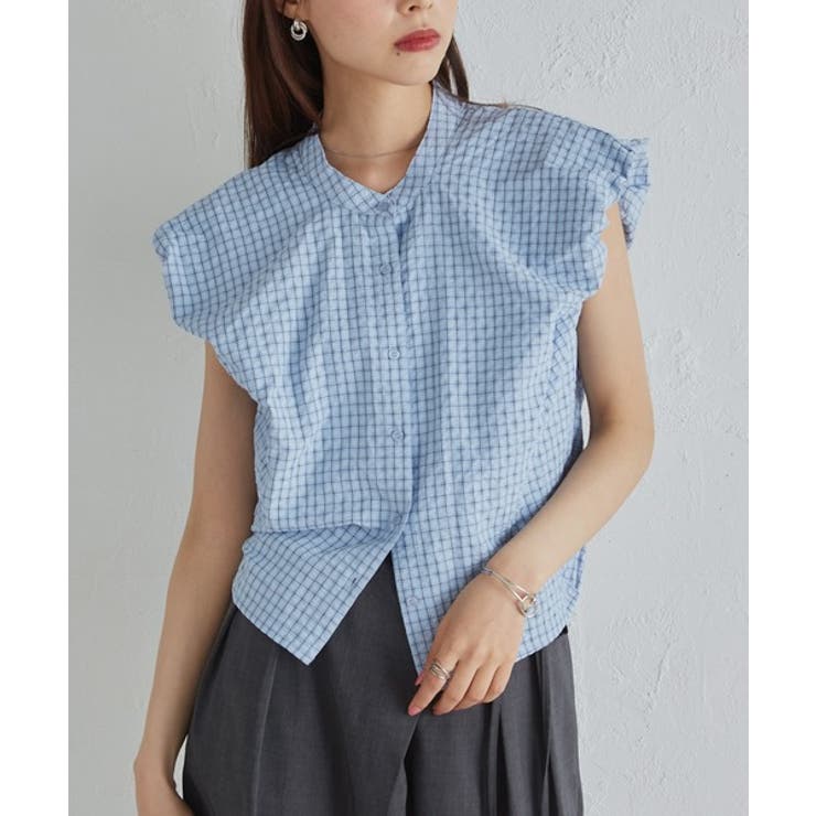 ブルーケイ | パフショルダーコンパクトチェックシャツ | RANAN