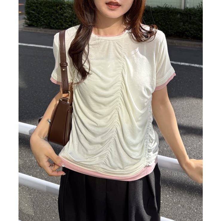 アイボリーケイ | シャーリングレイヤードTシャツ | RANAN