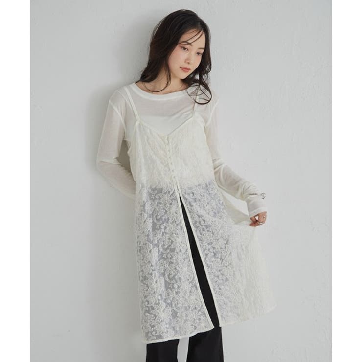 ホワイト | 刺繍シアーチュニック | RANAN