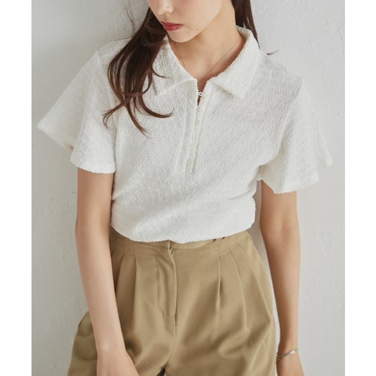 アイボリー | 襟付きポロカットブラウス | RANAN