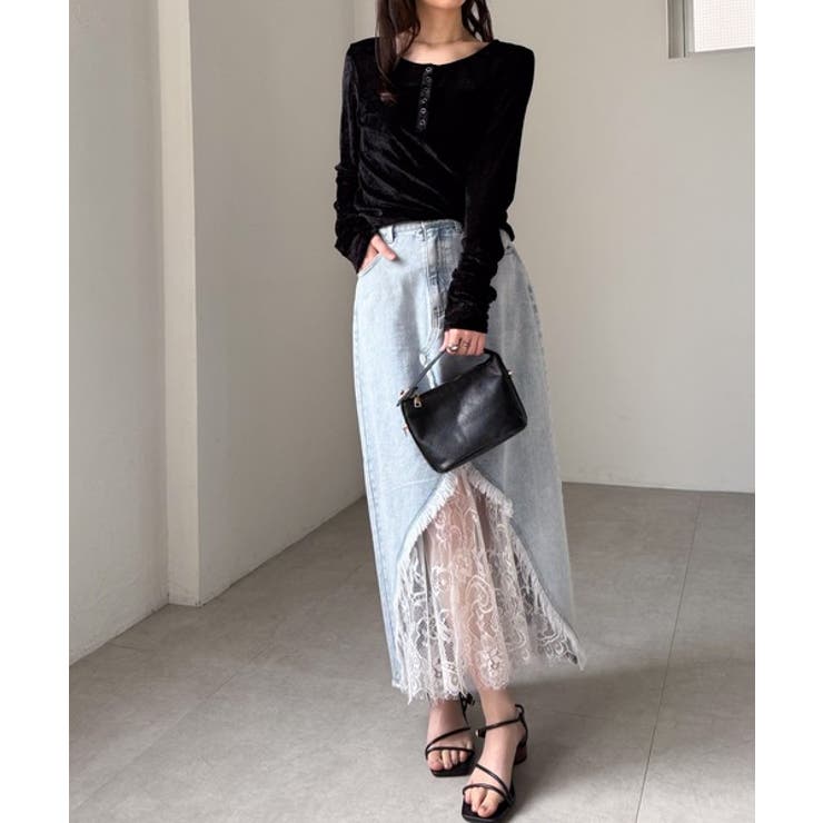 レースレイヤードデニムスカート | RANAN | 詳細画像10 