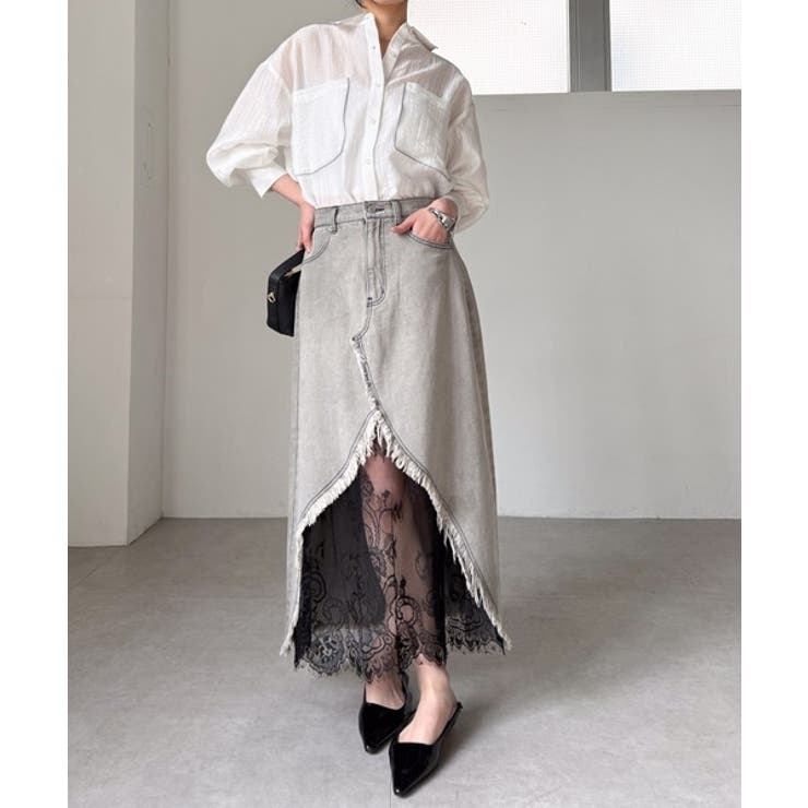 レースレイヤードデニムスカート | RANAN | 詳細画像14 