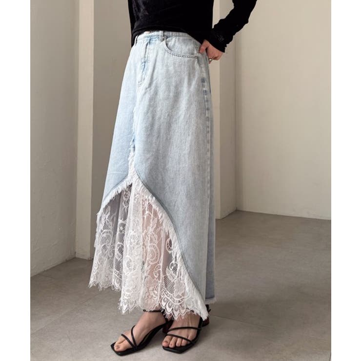 レースレイヤードデニムスカート | RANAN | 詳細画像2 