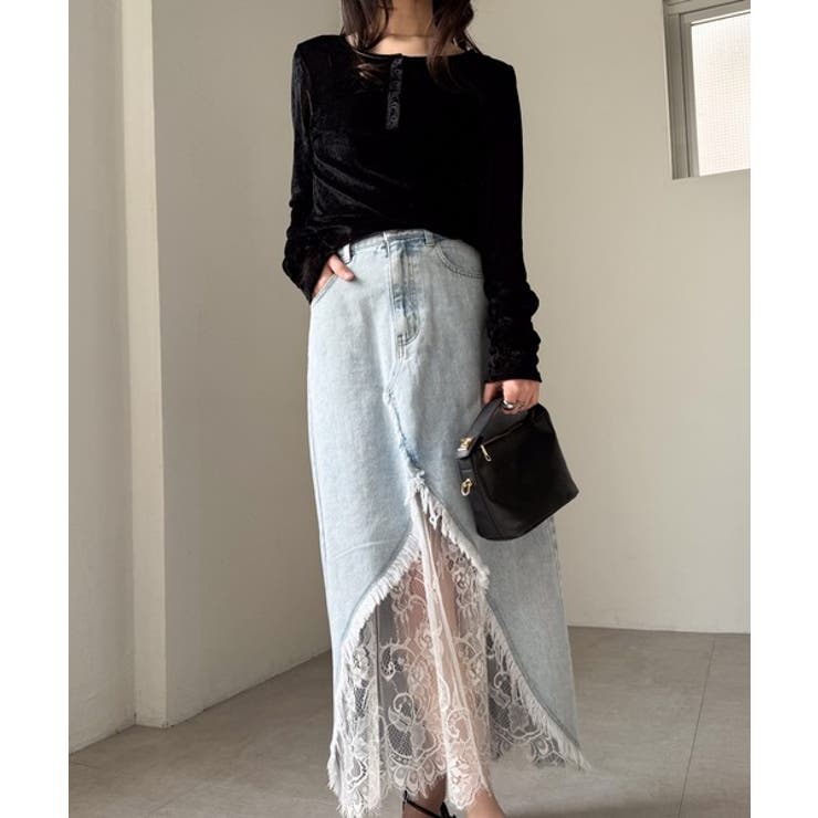 レースレイヤードデニムスカート | RANAN | 詳細画像3 