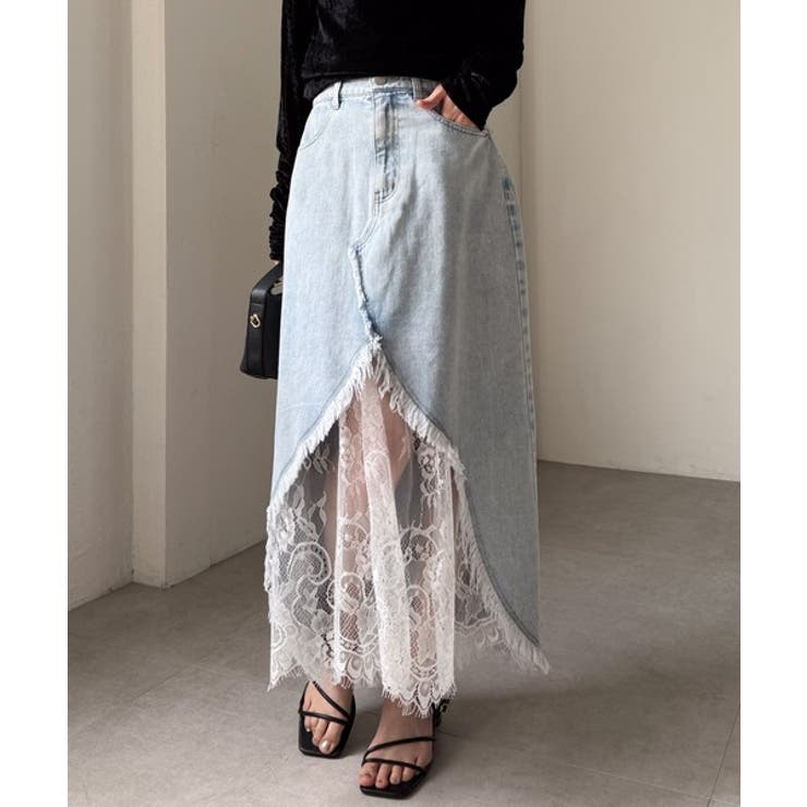 レースレイヤードデニムスカート | RANAN | 詳細画像4 