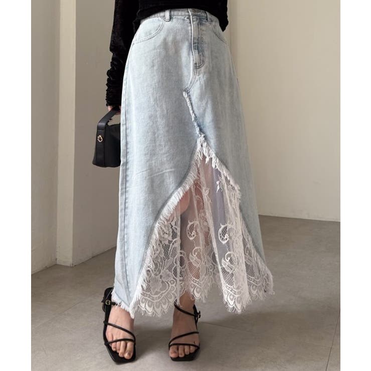 レースレイヤードデニムスカート | RANAN | 詳細画像5 