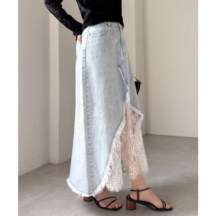 レースレイヤードデニムスカート | RANAN | 詳細画像6 