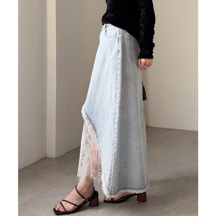 レースレイヤードデニムスカート | RANAN | 詳細画像7 