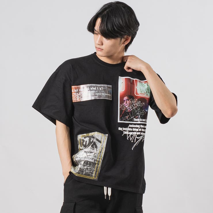 多重プリントオーバーシルエットTシャツ[品番：LEVM0001130