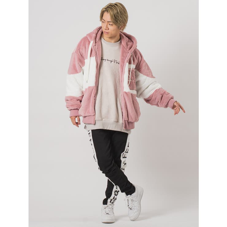 エコファー配色ビッグシルエットパーカーブルゾン | REGIEVO | 詳細画像6 