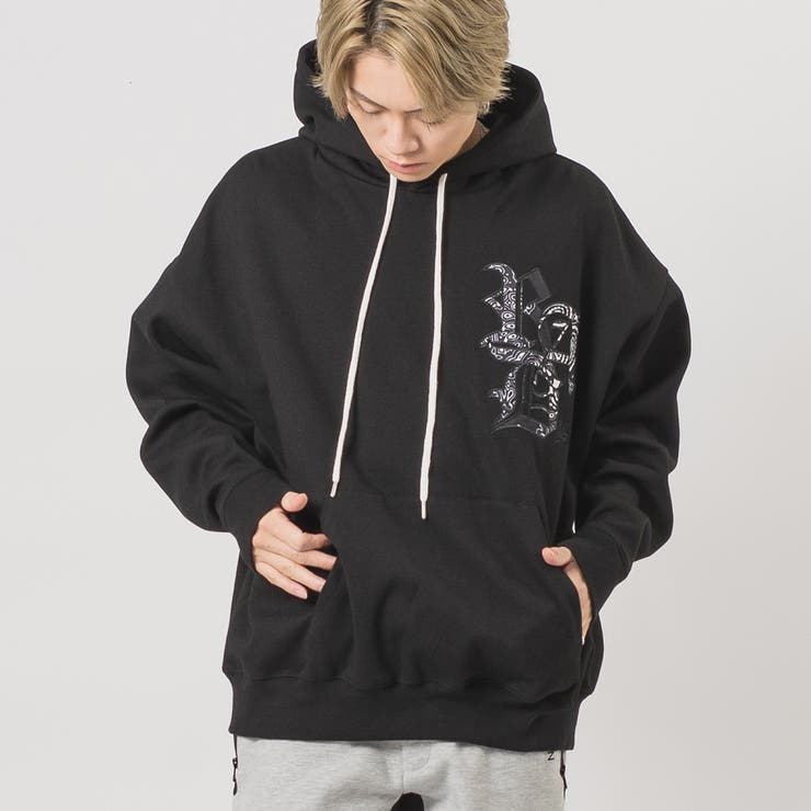 CVCバンダナワッペンビッグシルエットパーカー[品番