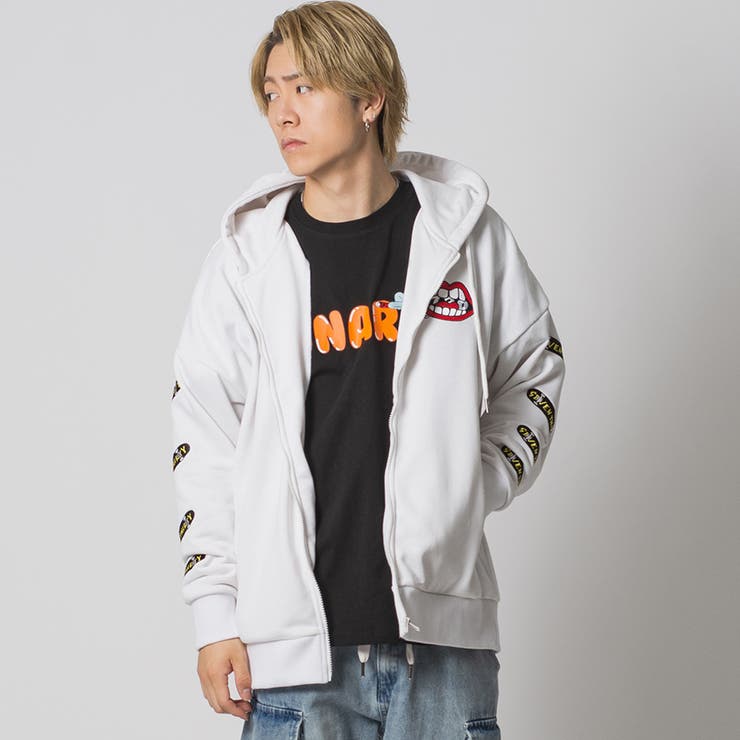 WHITE | なみおくん袖刺繍フルジップパーカー | REGIEVO