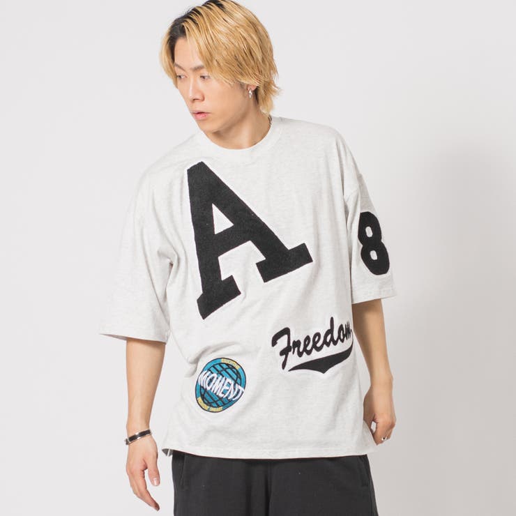 OATMEAL | サガラ刺繍 半袖 Tシャツ バックプリント ストリート系 ビッグシルエット | REGIEVO