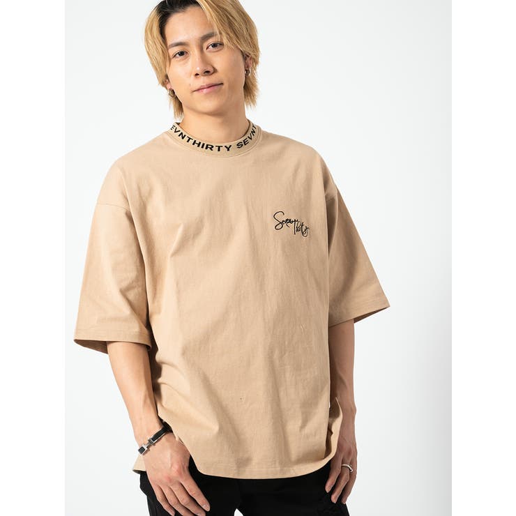 ジャガードリブ 半袖 Tシャツ ストリート系 ビッグシルエット[品番 