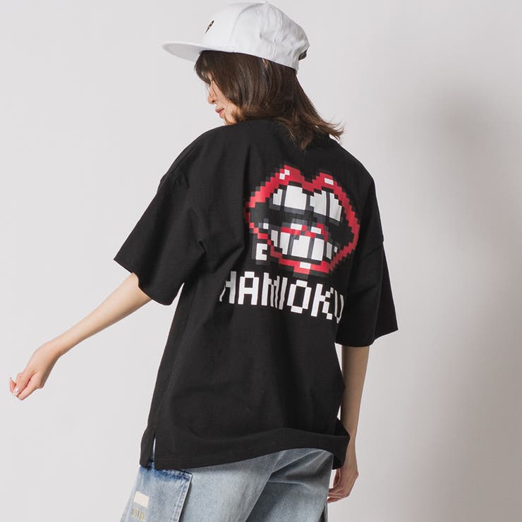 BLACK | なみおくんピクセルドロップショルダーTシャツ | REGIEVO