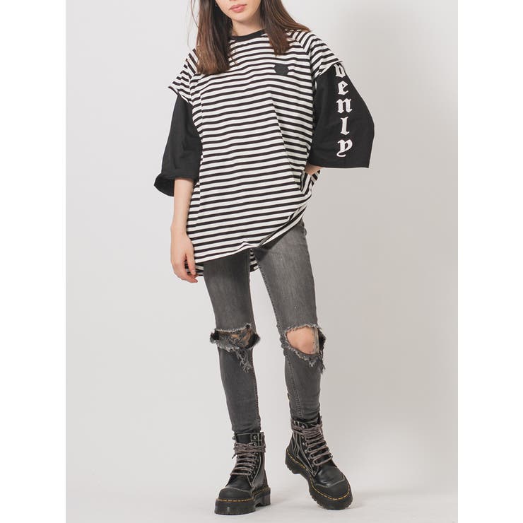 フェイクレイヤード 半袖 Tシャツ ストリート系 ビッグシルエット | REGIEVO | 詳細画像12 