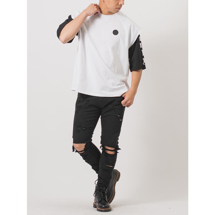 フェイクレイヤード 半袖 Tシャツ ストリート系 ビッグシルエット | REGIEVO | 詳細画像4 