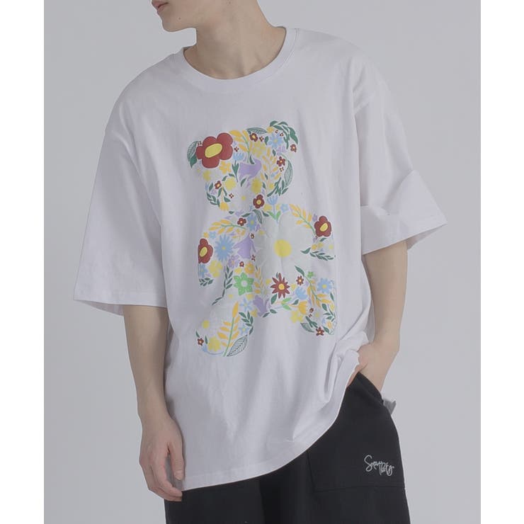 フラワーベア 半袖 Tシャツ プリント ストリート系 ビッグシルエット | REGIEVO | 詳細画像2 