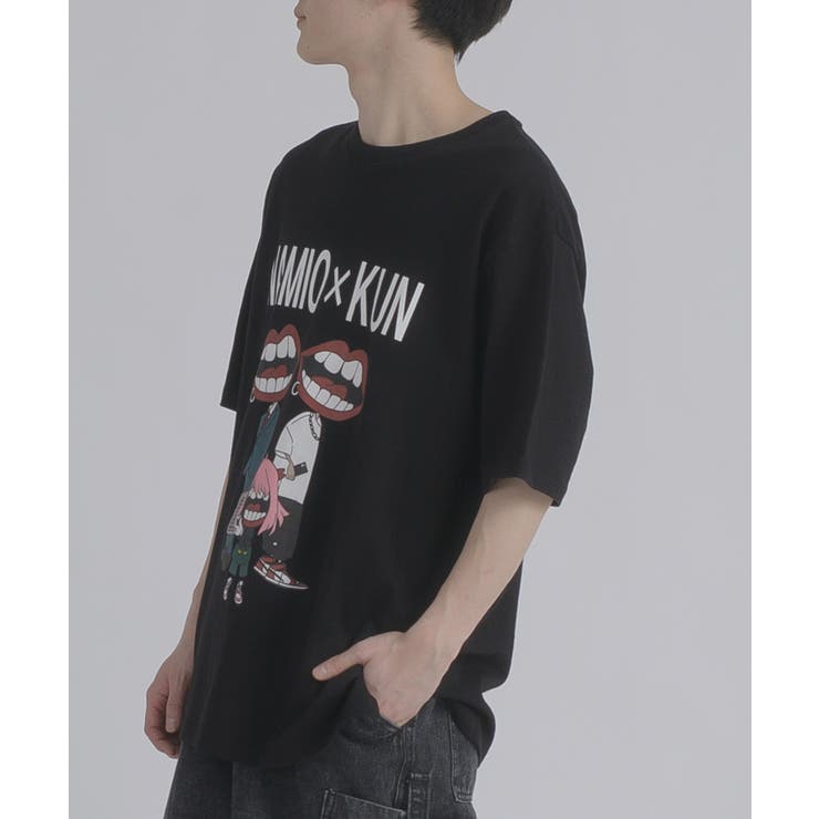 トリオプリント 半袖 Tシャツ ストリート系 ビッグシルエット