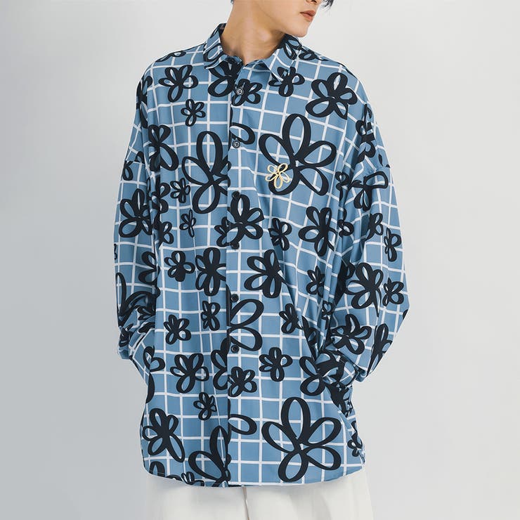 ブルー | シャツ メンズ ビッグシャツ ストリート系 | REGIEVO