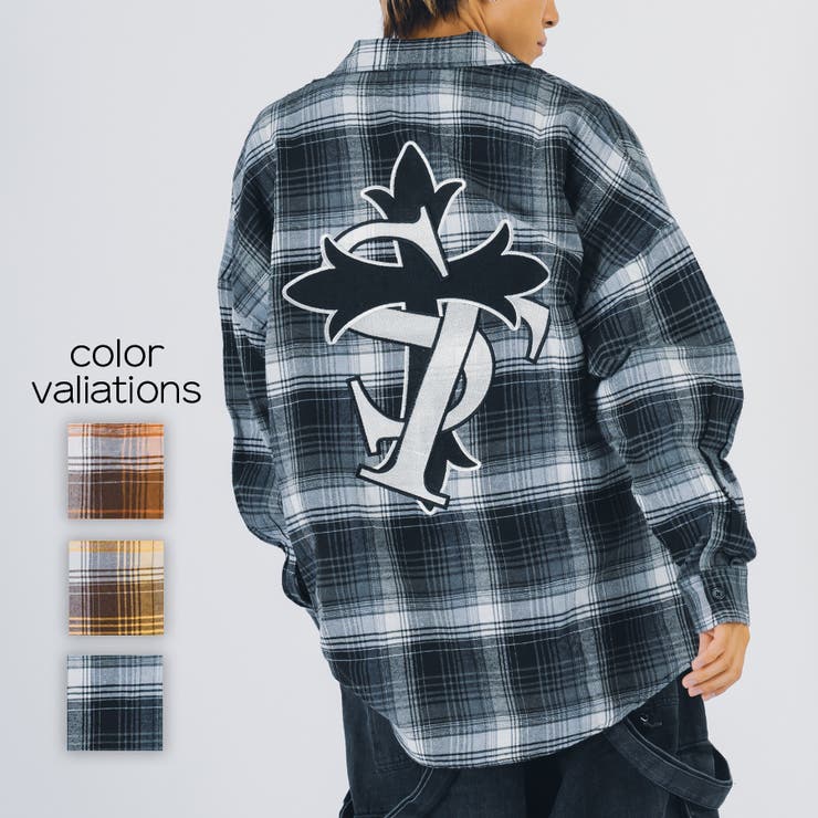 バック刺繍 チェック オーバーサイズ シャツ | REGIEVO | 詳細画像1 