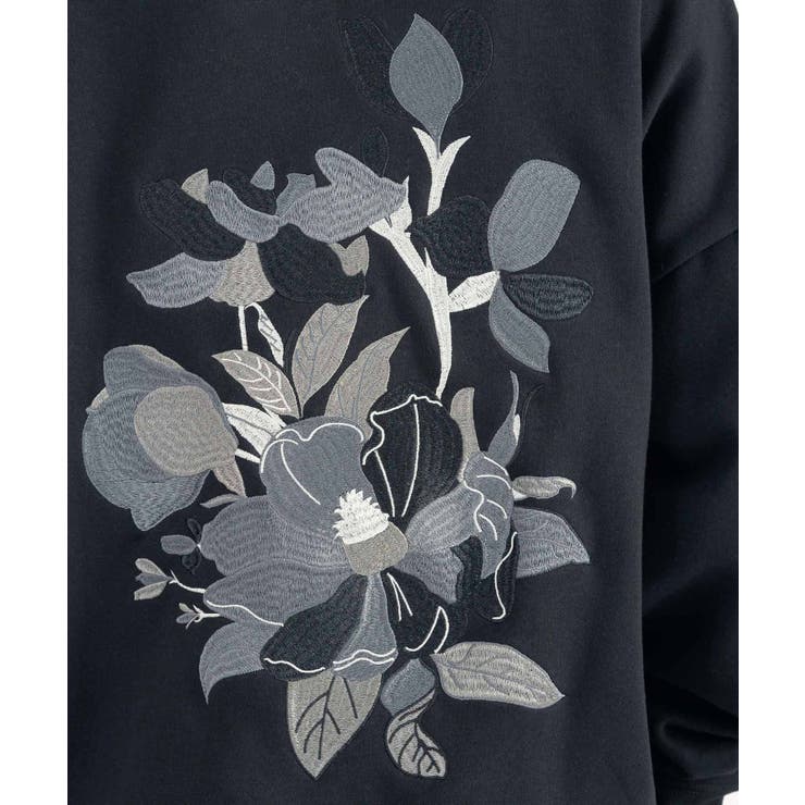 花柄刺繍 ワイドトレーナー メンズ ストリート系 ビッグシルエット | REGIEVO | 詳細画像16 