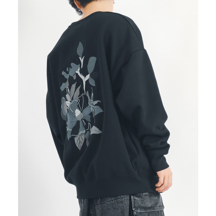 花柄刺繍 ワイドトレーナー メンズ ストリート系 ビッグシルエット | REGIEVO | 詳細画像12 
