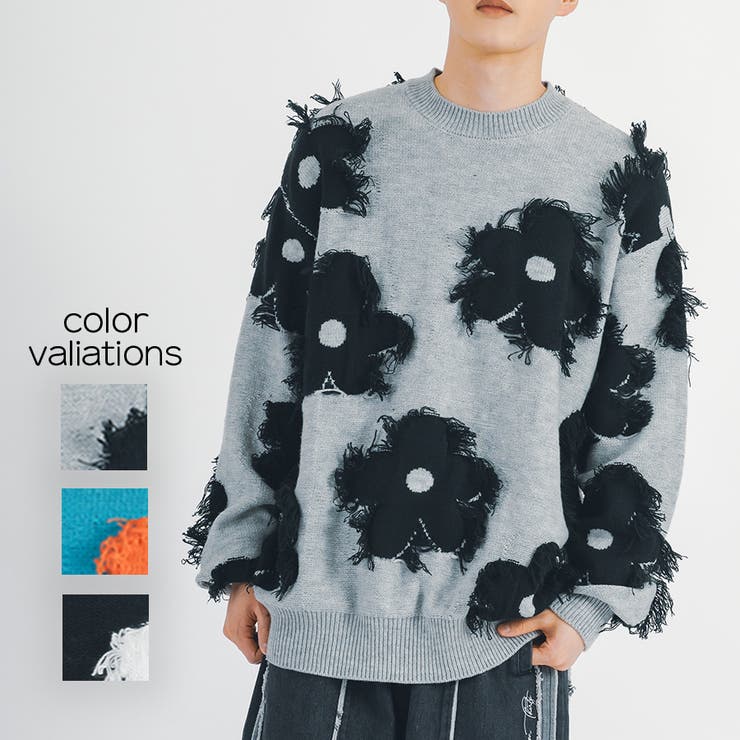 フリンジ クルーネックセーター メンズ  ストリート系 | REGIEVO | 詳細画像1 