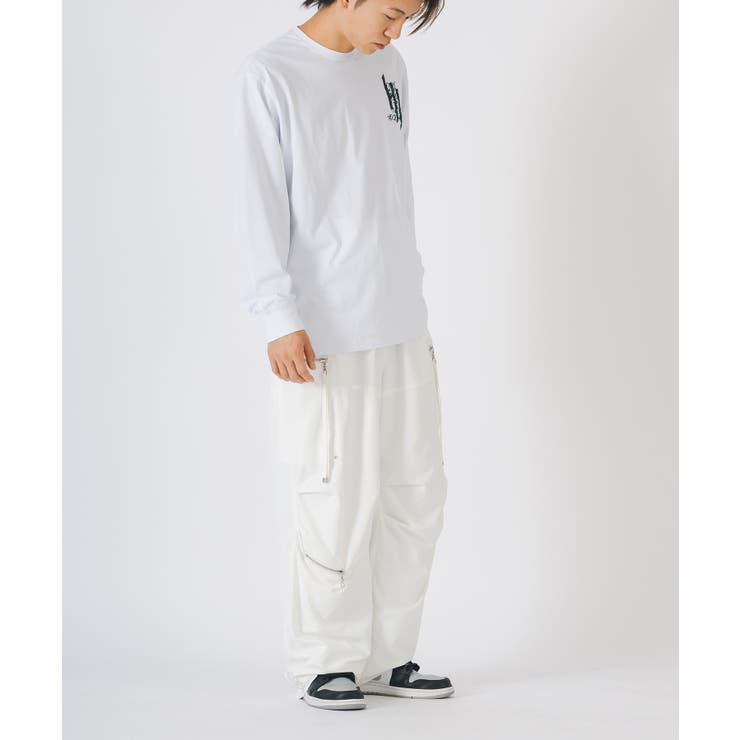 【レア】ジルボー 90s メンズ ホワイト ワイドカーゴパンツ USED ワイドカーゴパンツ メンズ ストリート系 ビッグシルエット[品番