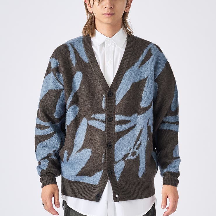 29チャコール/フラワー | モヘアタッチ総柄カーディガン | REGIEVO