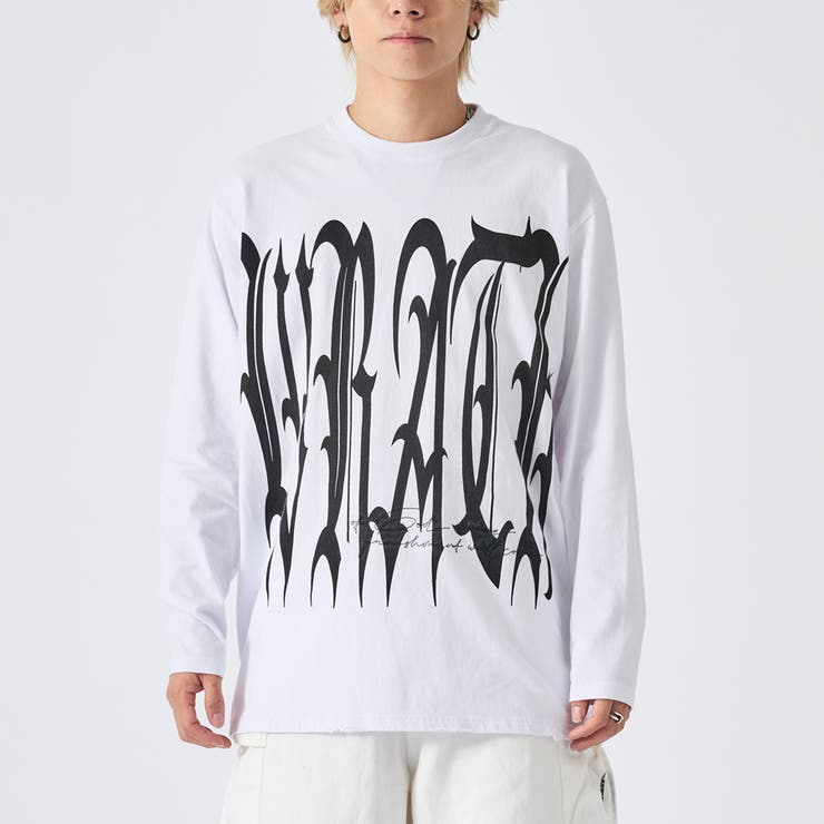 1ホワイト | ロンT メンズ ビッグロゴ 長袖Tシャツ ストリート系 オーバーサイズ | REGIEVO