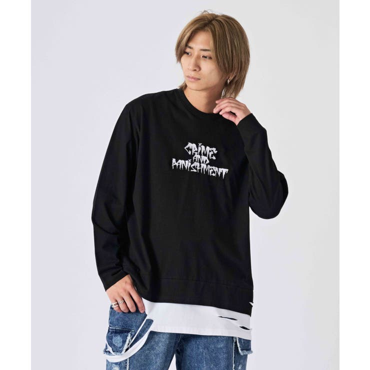 ロンT メンズ フェイクレイヤード 長袖Tシャツ ストリート系 オーバーサイズ | REGIEVO | 詳細画像5 