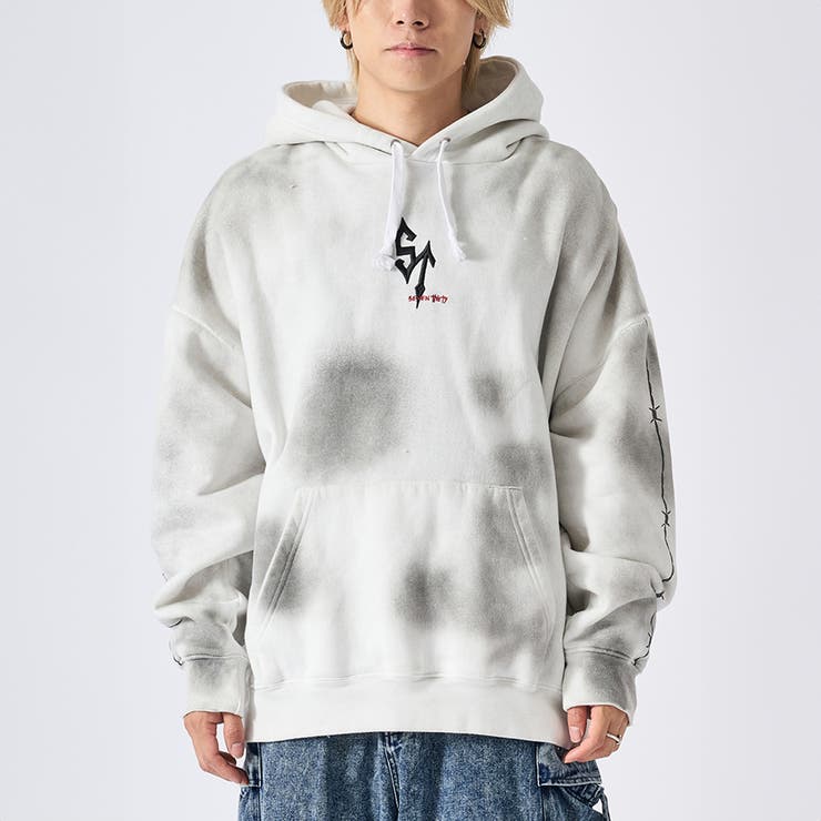 1オフ | メンズ パーカー 裏起毛 スプレー加工 ストリート系 オーバーサイズ | REGIEVO