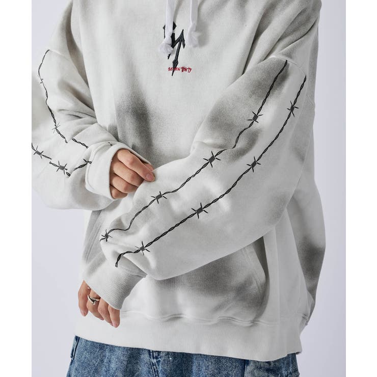 メンズ パーカー 裏起毛 スプレー加工 ストリート系 オーバーサイズ | REGIEVO | 詳細画像10 