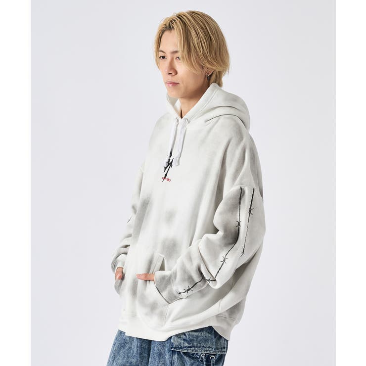 メンズ パーカー 裏起毛 スプレー加工 ストリート系 オーバーサイズ | REGIEVO | 詳細画像3 