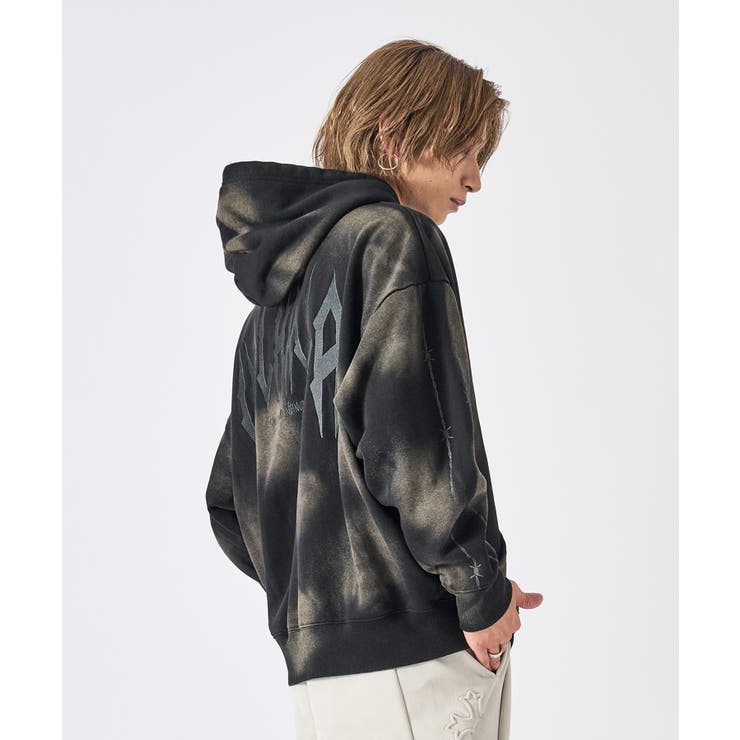 メンズ パーカー 裏起毛 スプレー加工 ストリート系 オーバーサイズ | REGIEVO | 詳細画像6 