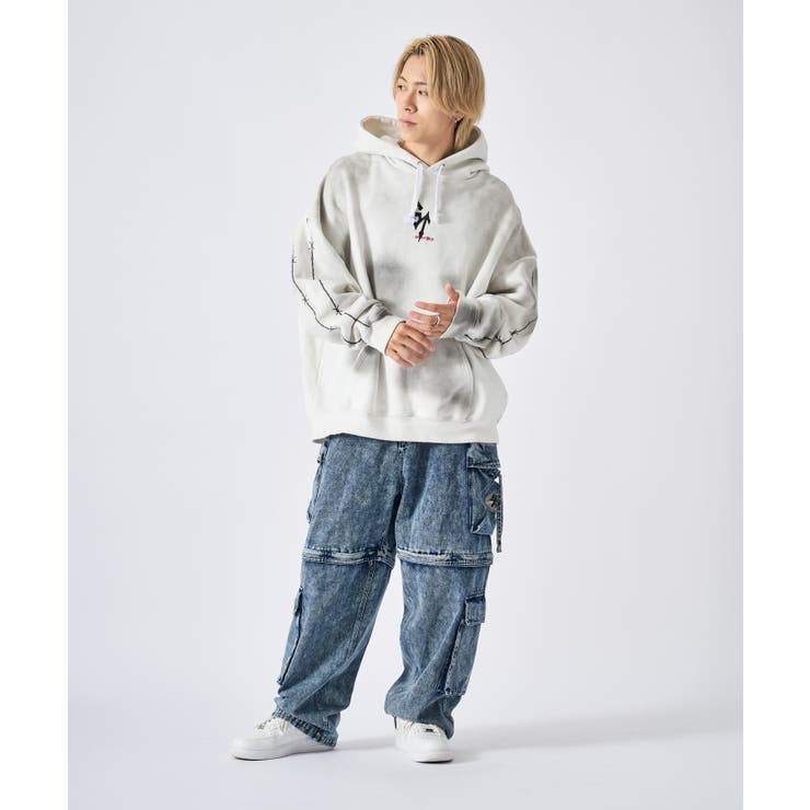 メンズ パーカー 裏起毛 スプレー加工 ストリート系 オーバーサイズ | REGIEVO | 詳細画像13 