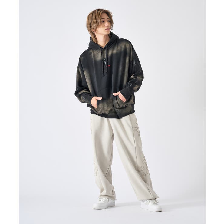 メンズ パーカー 裏起毛 スプレー加工 ストリート系 オーバーサイズ | REGIEVO | 詳細画像16 