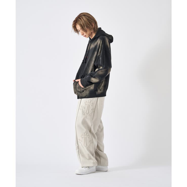 メンズ パーカー 裏起毛 スプレー加工 ストリート系 オーバーサイズ | REGIEVO | 詳細画像17 