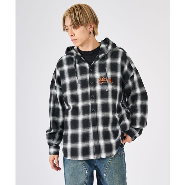 オンブレチェック フードシャツ | REGIEVO | 詳細画像2