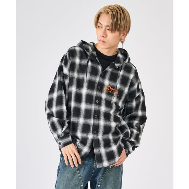 オンブレチェック フードシャツ | REGIEVO | 詳細画像4