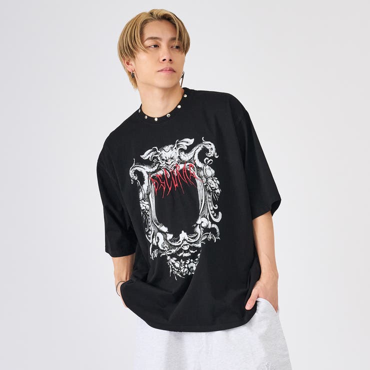 2ブラック | スタッズデザイン半袖Tee | REGIEVO