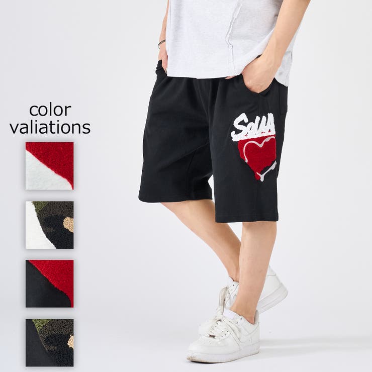 【一部予約販売】 ハートサガラ刺ショートパンツ[品番：LEVM0009378]｜REGIEVO パンツ