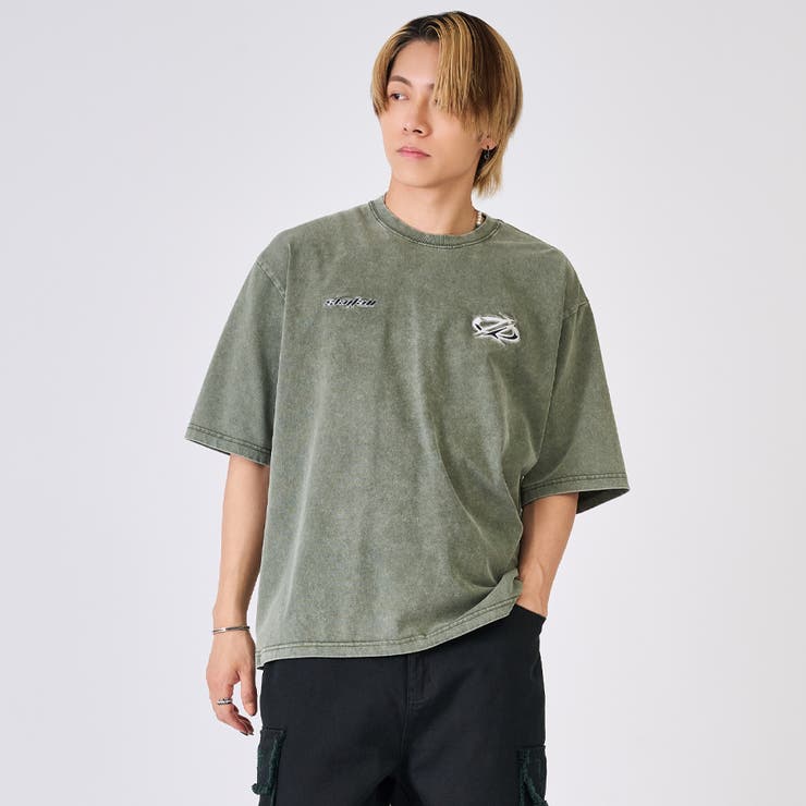 1カーキ | カットオフアップリケ半袖Tee | REGIEVO