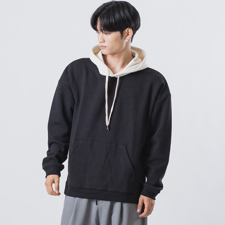 BLACK | フード切り替えプルパーカー | REGIEVO