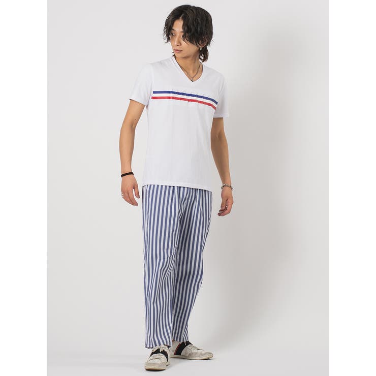 トリコロールラインVネックTシャツ | REGIEVO | 詳細画像2 