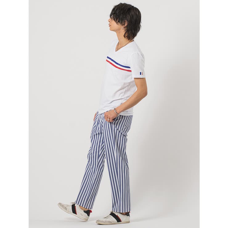トリコロールラインVネックTシャツ | REGIEVO | 詳細画像5 