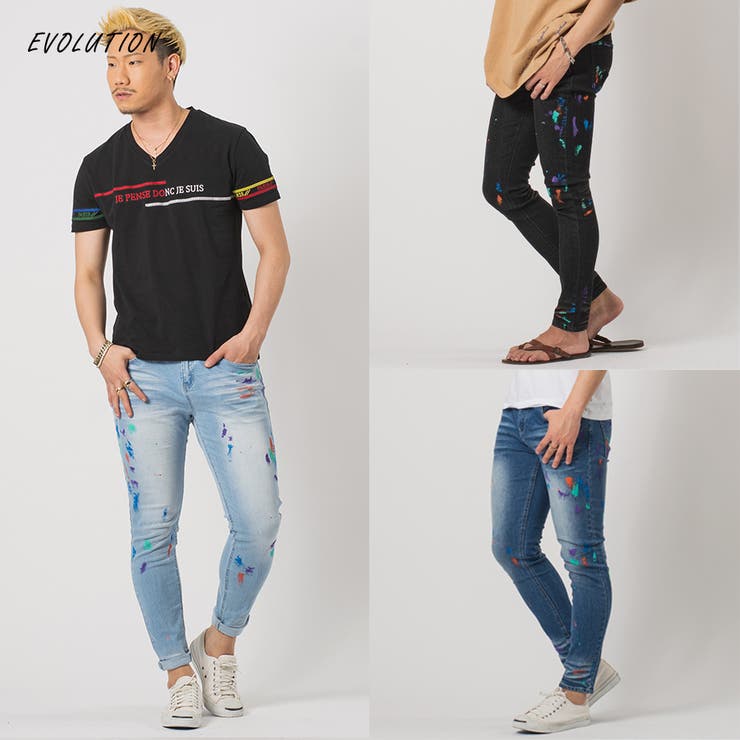カラーペイントスキニーデニムパンツ[品番：LEVM0001252