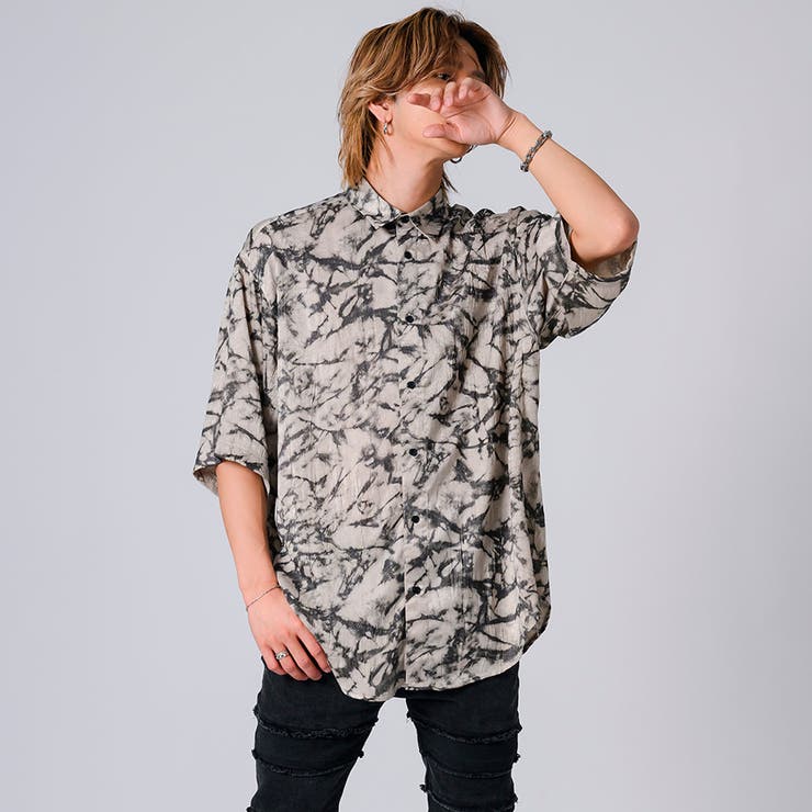 1ベージュ | ムラプリント半袖シャツ | REGIEVO